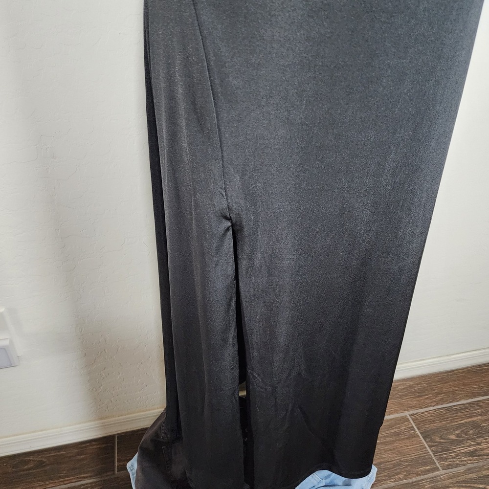 Sleeveless Maxi‎ Dress Dark Gray/Black Cowl Neck Evening Gown Slit Formal XL - Picture 4 of 9